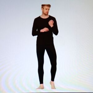 M/L  Men's Thermal Set Black Long Sleeve Top And Bottoms New With Tags
